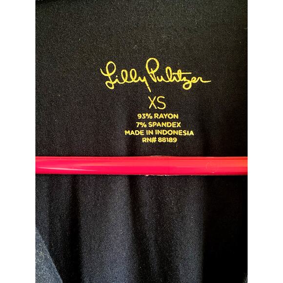 Lilly Pulitzer Navy Blue Gold Tone Button Collared Jersey Knit Dress Womens XS - Picture 16 of 16